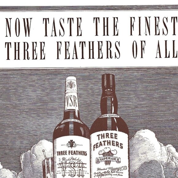 Three Feathers Whiskey Jersey City New Jersey 1940s Vintage Print Ad - Picture 2 of 4